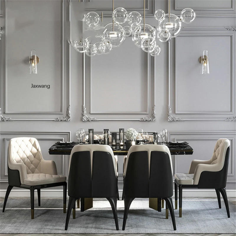 Description Picture 5 of itemmodern Dining Chairs Nordic Luxury Dining Table Chair Combination Small Apartment Stainless Steel Rectangular Dinning Chair Z