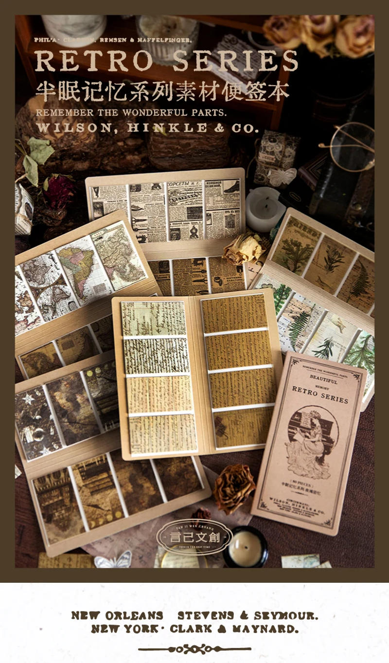 Description Picture 2 of item80pcs/pack Vintage Materials Book Scrapbook Materials DIY Photo Album Collage Journalling Creative Stationery Background paper