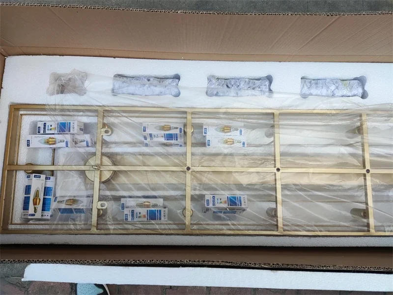 Description Picture 2 of itemAmerican Retro Gold Black Metal E14 Led Pendant Lights Chain Hanging Lustre K9 Clear/amber/gray Crystal Loft Chandelier