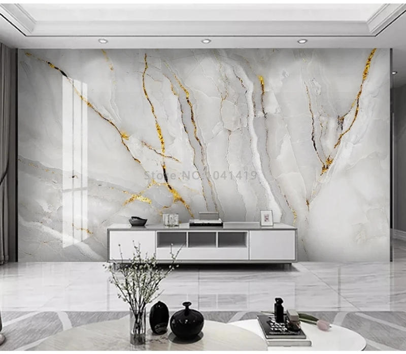 Description Picture 3 of itemCustom Photo Wallpaper Modern Light Luxury Golden Marble Landscape Mural Background Wall Decor Living Room Bedroom Papier Peint