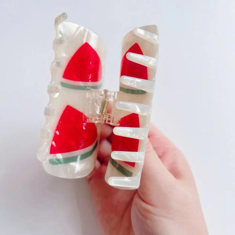 Description Picture 4 of itemFashion Design Acetic Acid Cherry Watermelon Strawberry Barrettes Fruit Hair Claw Women Hair Accessories Korean Style Hair Clip