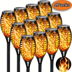 1/2/4PCS Solar Flame Lights Torch Flickering Light Waterproof Garden Decoration Outdoor Lawn Tiki Led Path Yard Patio Floor Lamp