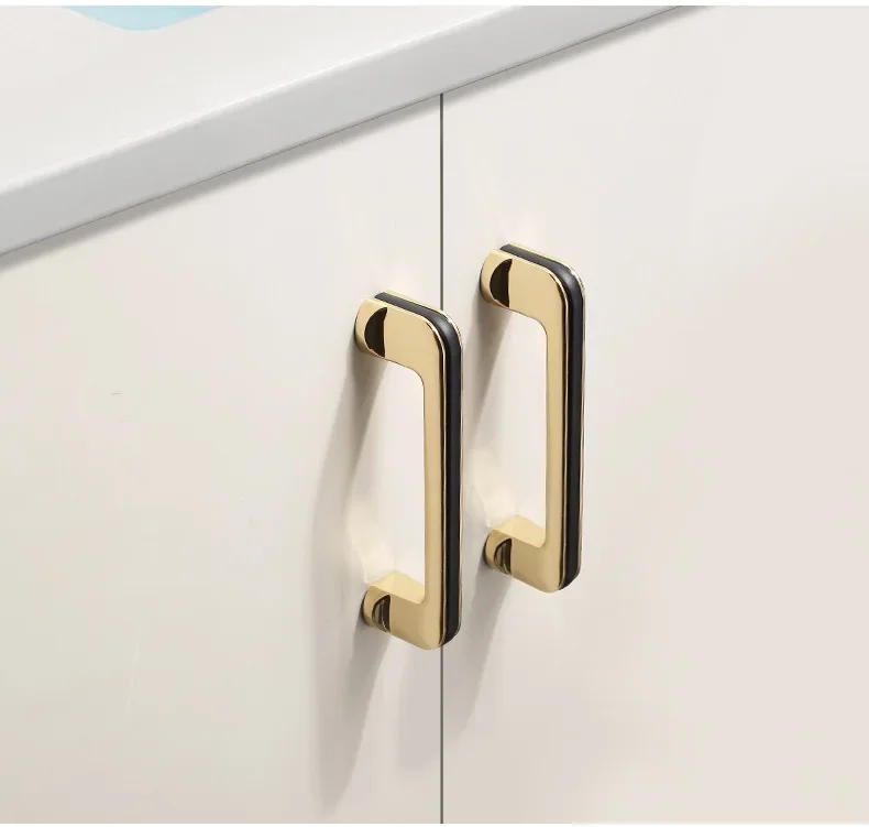 Description Picture 6 of itemModern Minimalist Zinc Alloy Gold Black Cabinet Handles Solid Drawer Knobs Kitchen Cupboard Door Pulls Furniture Hardware Handle