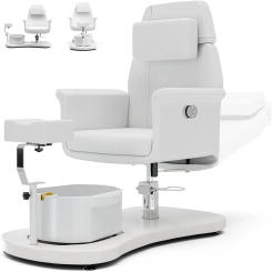 Pedicure Chair for Nail Tech, Upgraded 360 Swivel Hydraulic Lift Reclining Pedicure Station, Pedicure Unit for Pedicure Chairs