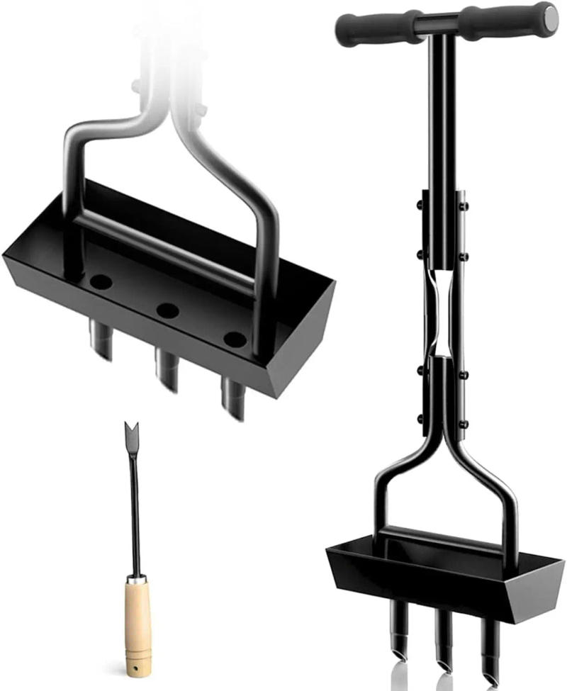 Description Picture 2 of itemTAIMIMEI 37.6" Lawn Aerator Coring Garden Tool Manual Yard Plug Aerators & Clean Tool with 3 Tines for Lawn Care Compacted Soil