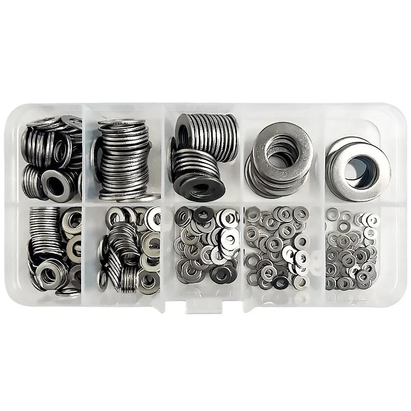Description Picture 3 of item360pcs/Box 304 Stainless Steel Washer Set Adjusting Shim Plain Gasket Assortment Kit Box M2 M2.5 M3 M4 M5 M6 M8 M10