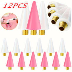 12Pcs Nail Dotting Pen Replaceable Wax-Head Nail Rhinestones/Beads/Gems Picker Dotting Pen Tip Replacement Wax Head Nail Tools
