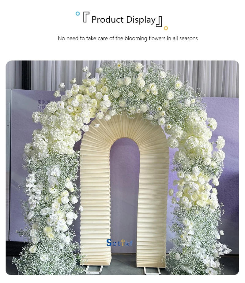 Description Picture 6 of itemLuxury 6m Baby breath Rose hydrangea Flower Arrangement Outdoor Wedding Backdrop Arch Decor Floral Row Runner Event Party Props