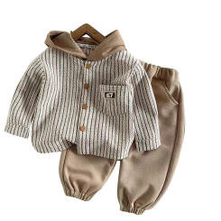 Spring Autumn toddler Baby Boys' Clothes Outfits Sets Casual Hooded Striped Coat+Pants Suits for infant boys Clothing baby Sets