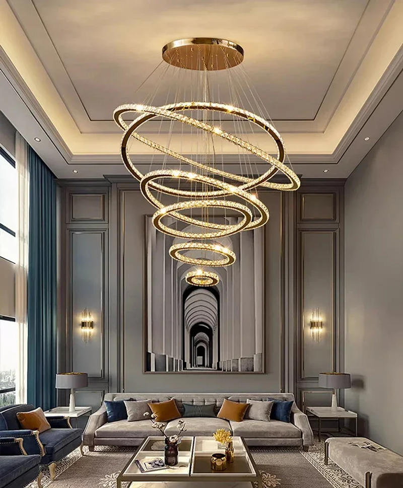 Description Picture 3 of itemModern Home Decoration Crystal Chandelier, Stair Pendant Lamp, Living Room Pendant Lights, Interior Lighting