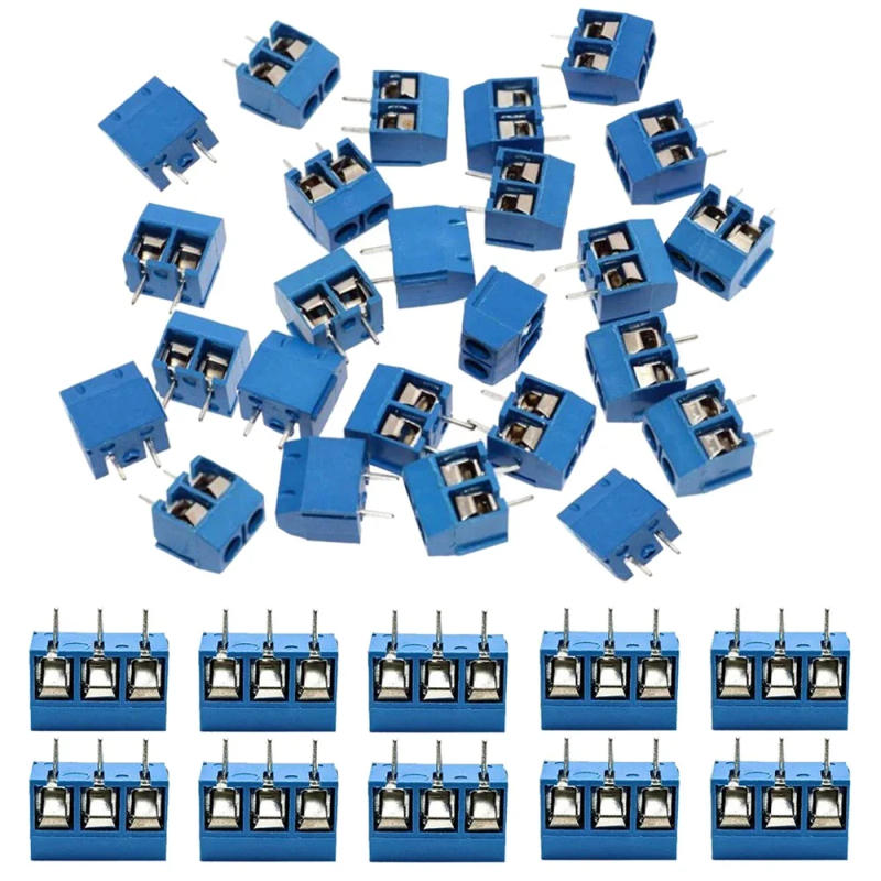 Description Picture 2 of item60Pcs 5Mm Pitch 2 Pin & 3 Pin PCB Mount Screw Terminal Block Connector For Arduino (50 X 2 Pin, 10 X 3 Pin)