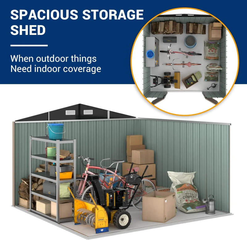 Description Picture 4 of itemOutdoor Storage Shed 10x10 FT Outside Sheds & Outdoor Storage Metal Galvanized Steel for Backyard Patio Lawn