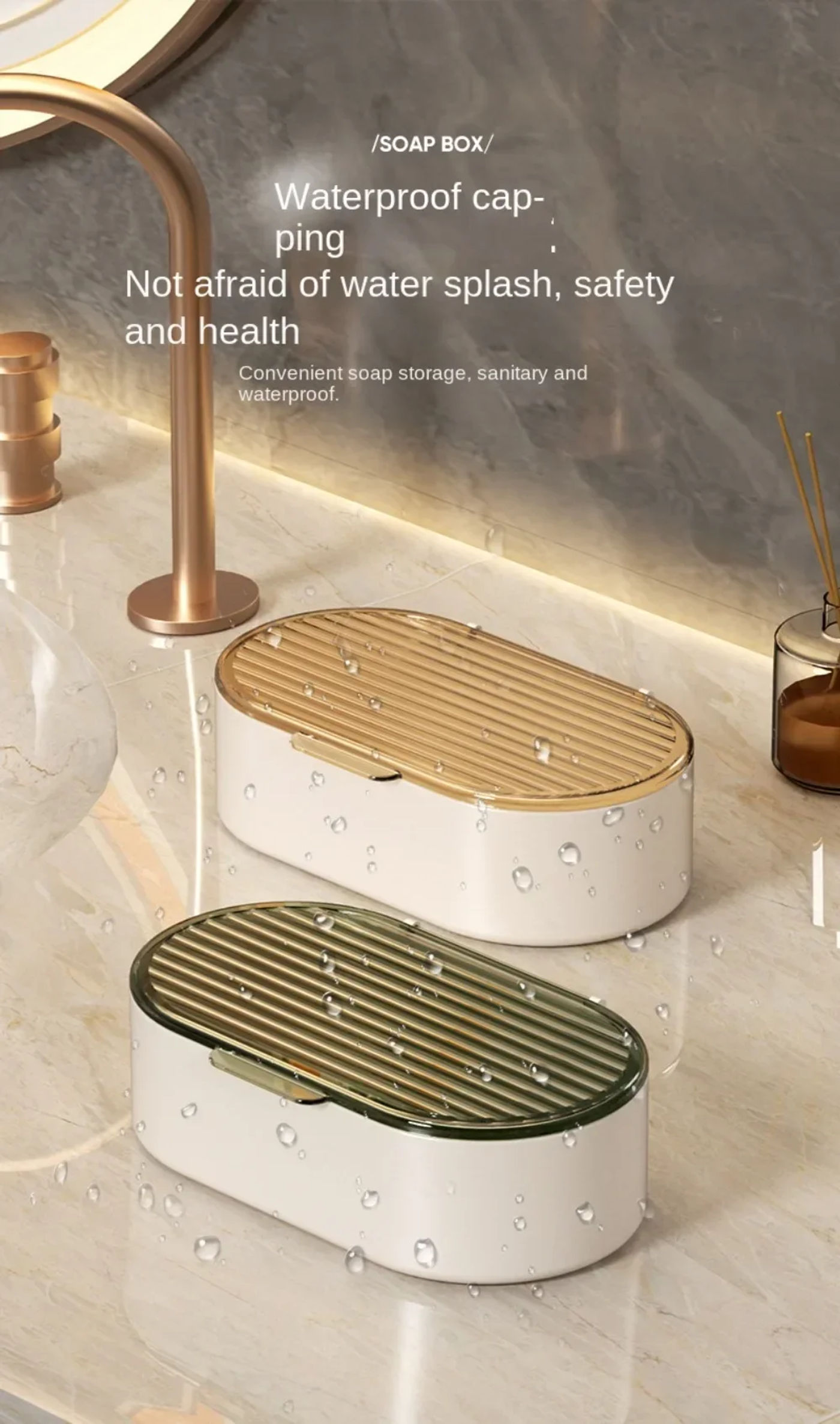 Description Picture 5 of itemDouble-layer Soap Box Household Bathroom Non-punching Hollow Drain Soap Box with Cover Dust SoapBox Holder