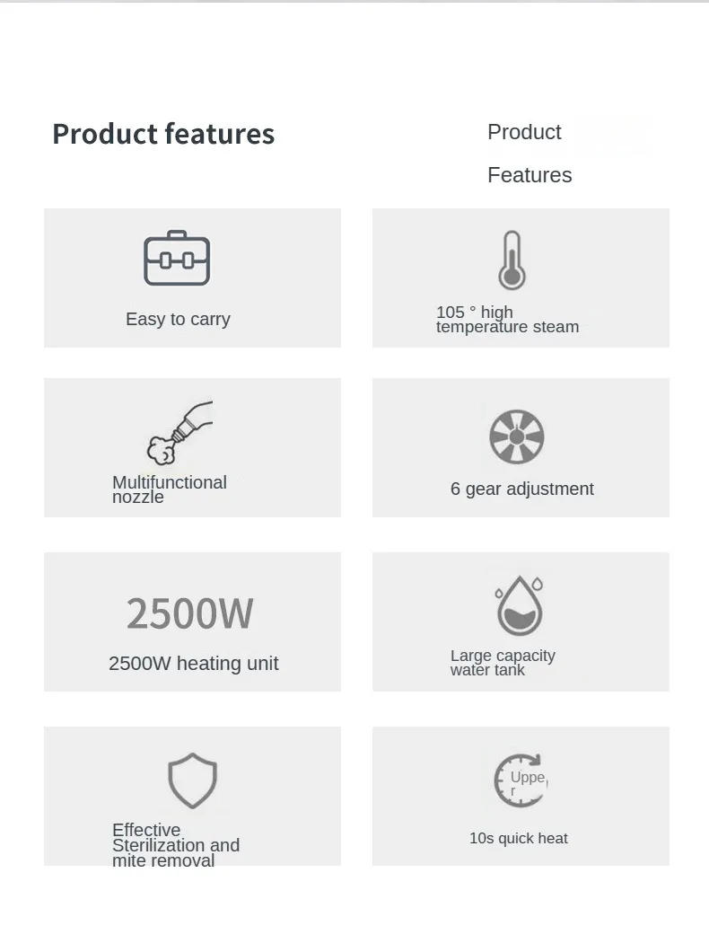 Description Picture 4 of item2500W Steam Cleaner High temperature Jet Washer Range Hood for Kitchen Air Conditioner Car Cleaning Machine Home Appliances