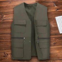 Trendy Photograph Waistcoat Washable Men Cargo Vest Loose Relaxed Fit Single Breasted Overall Vest Jacket  Dressing
