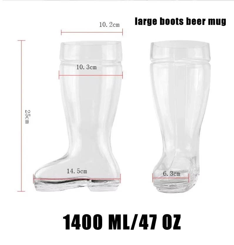 Description Picture 6 of itemLarge Capacity Boot Shape Glass Cup Restaurant Household Beer Mug Milk Coffee Cup Crystal Shoes Cold Drink Cup Bar Utensils