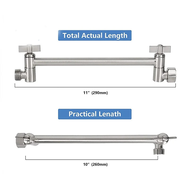 Description Picture 3 of itemAdjustable Angle Arch Design Shower Extension Arm Wall Mount For Bathroom Showering Head 11 Inch Universal Connection Brass