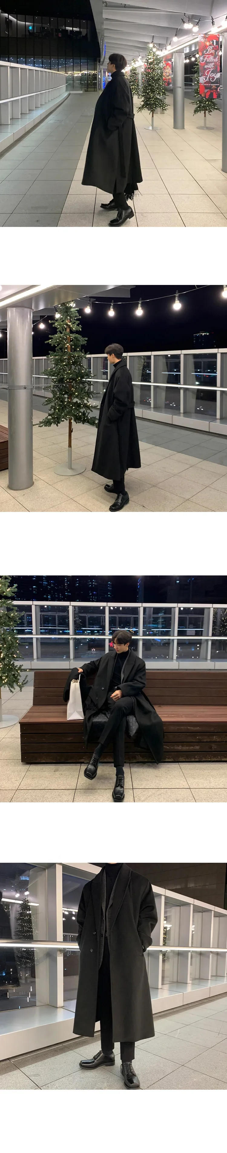 Description Picture 6 of itemNEW Men Loose Single-breasted Casual Coat Korean Style Autumn Winter Jackets Fashion Woolen Blends  Long Lapel Overcoat Male