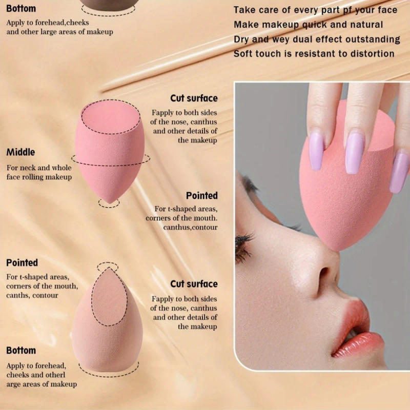 Description Picture 4 of item9Pcs Latex-Free Makeup Sponges Set, Wet/Dry Blending Sponge for Liquid Cream Powder, All Skin Types, Random Colors/Shapes