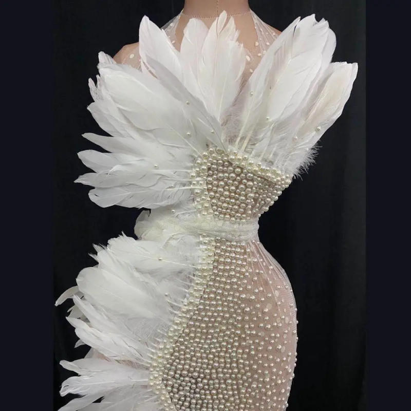 Description Picture 2 of item1/2 Yards Natural Goose Feathers Trim Fringe White Plumes Ribbon For Wedding Dress Party Decoration Trimming DIY jujuhat Crafts