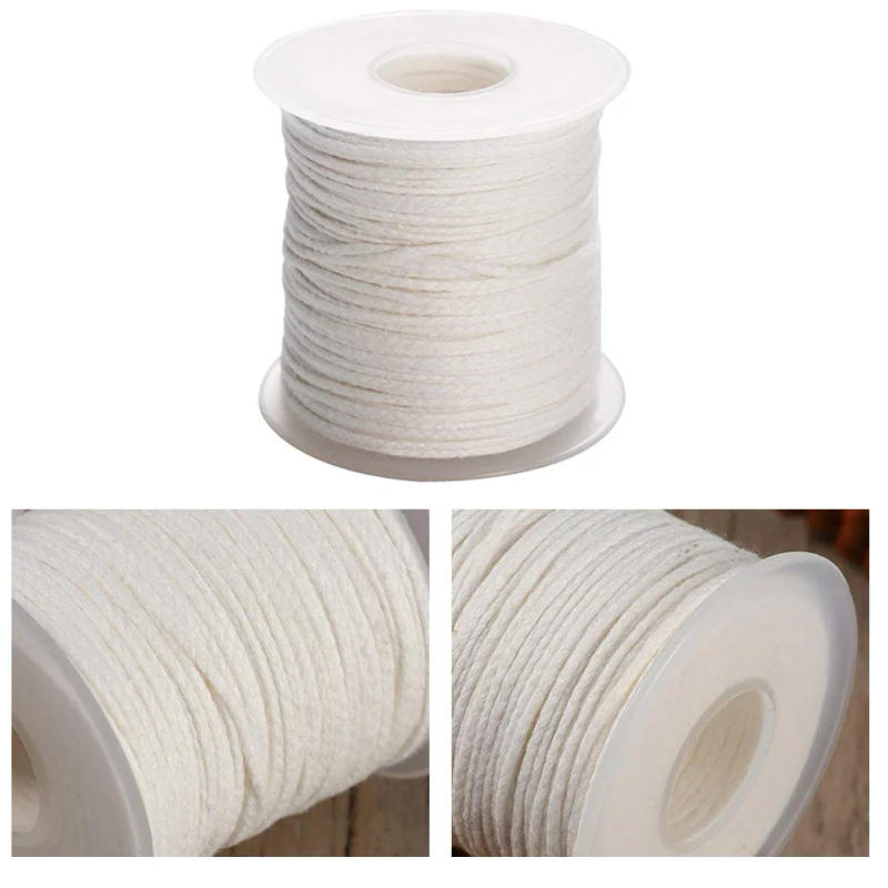 Description Picture 2 of item1 Roll 200 Feet 61M White Candle Wick Cotton Candle Woven Wick for Candle DIY and Candle Making Candle Making Supplies Accessory