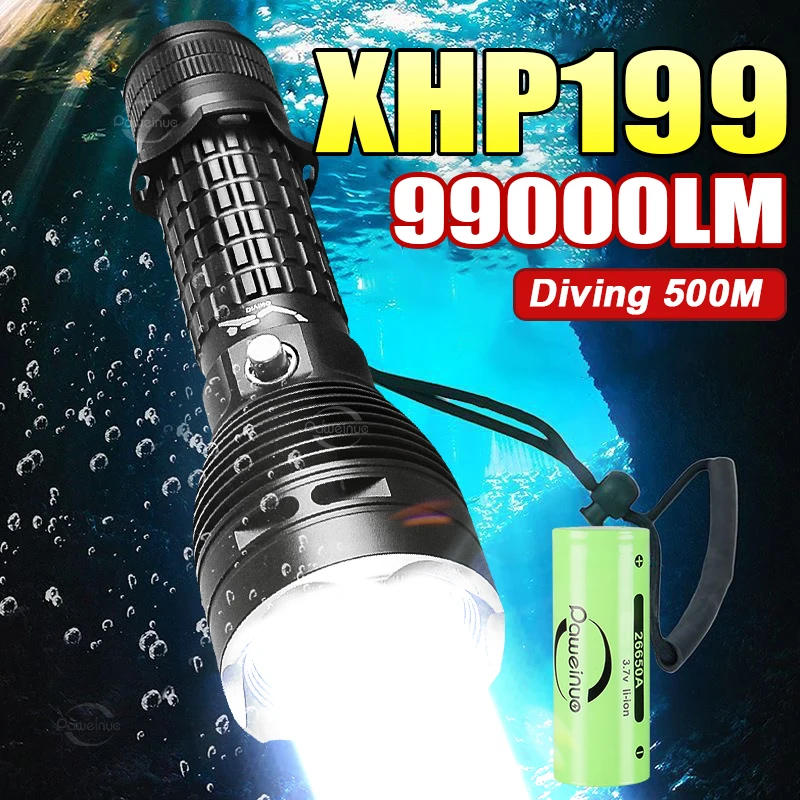 Description Picture 3 of itemHigh Power LED Flashlight Diving Underwater Flashlights Professional Diving Torch 18650 IPX8 Scuba Dive Lantern Fishing Hunting