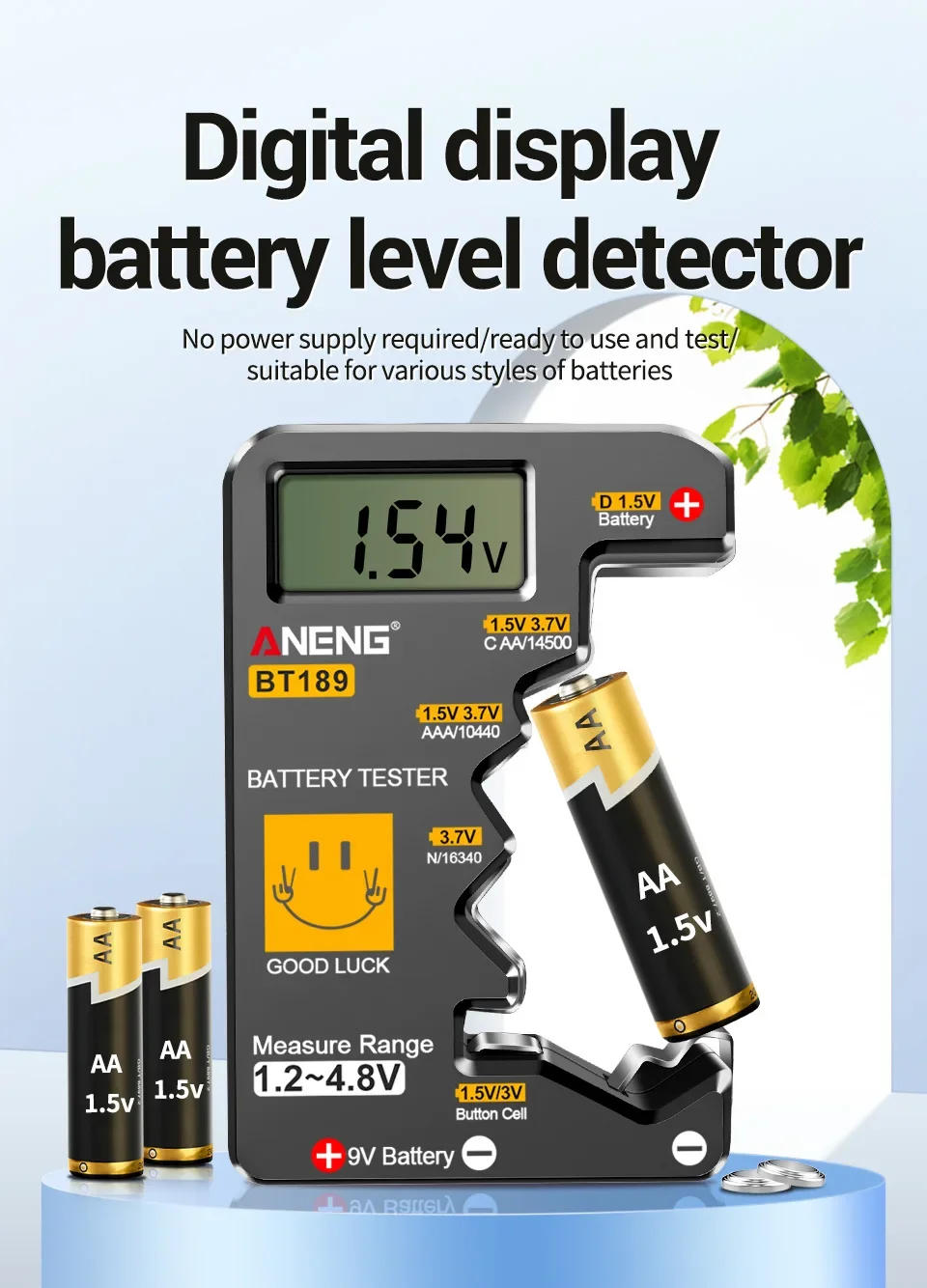 Description Picture 2 of itemANENG BT189 Digital Household Battery Testers Portable Display Test 9V AA AAA C D Button Cell Universal Power Instruments Tools