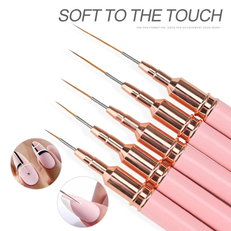 Description Picture 5 of item7/9/11/15/25mm Nail Liner Brush Set Ultra-thin French Stripe Nail Art Line DIY Drawing Flower Pen Professional UV Gel Brushes