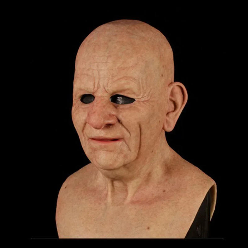 Description Picture 4 of itemWrinkle Head Full Mask Party Supplies Horror Rpg Props New Old Man Mask, Realistic Wrinkle Mask For Halloween And Theme Parties