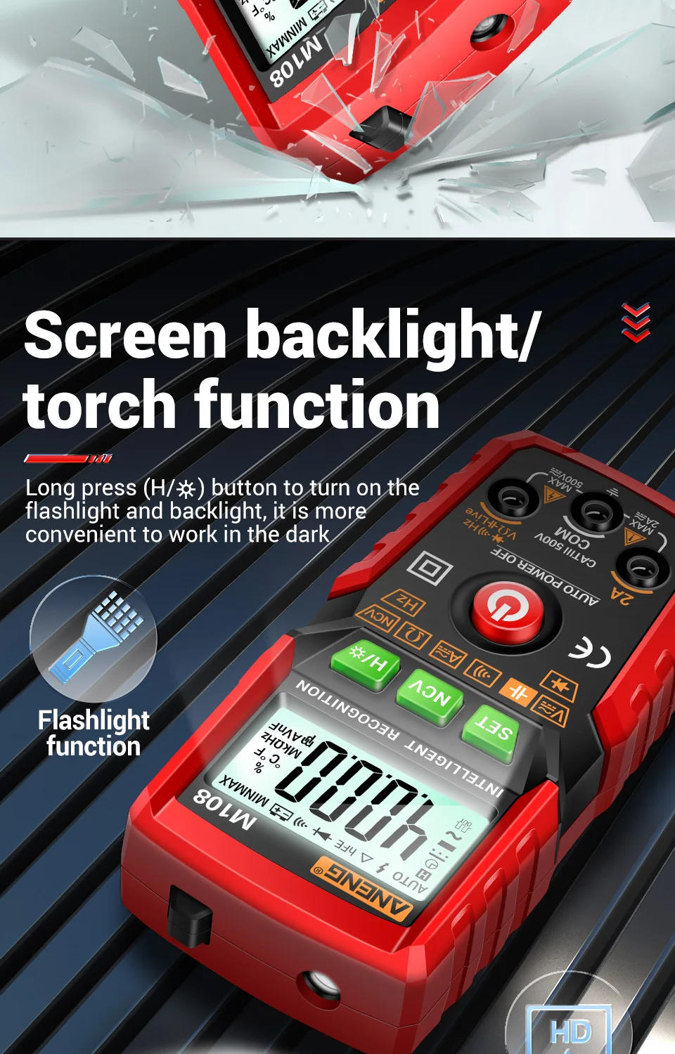 Description Picture 4 of itemANENG M108 MIni Digital Multimeter 4000 count  AC/DC Electrical Instruments Tester Auto Multimetro digital profesional meter