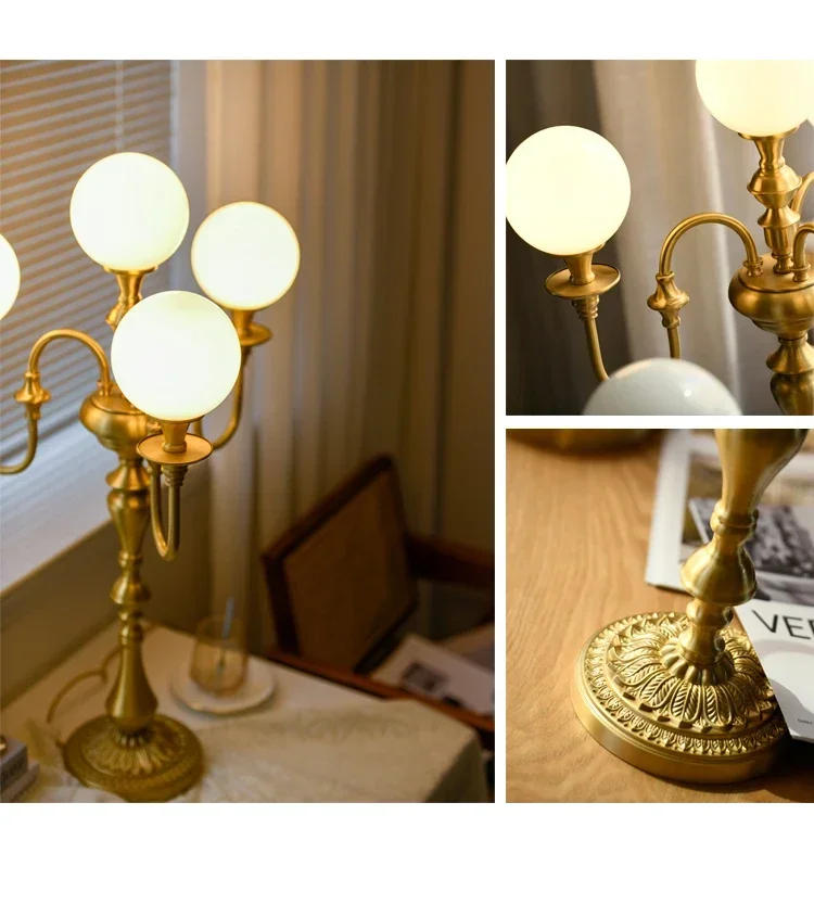 Description Picture 2 of itemFrench desk living  dining room retro all copper lighting designer original bedroom study brass medieval floor lamp  светильник