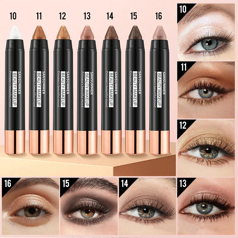 Description Picture 2 of itemSmoky Dark Brown Eyeshadow Pencil Stick Waterproof Pearlescent 7 Colors Metallic Glitter Eye Shadow Highlighter Pen Makeup Tool