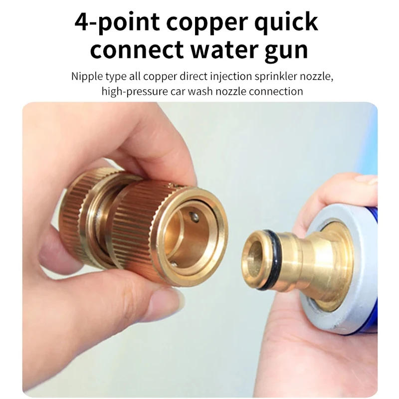 Description Picture 6 of item4-way Water Quick Connector High Pressure Quick Coupling For Car Washer Water Gun Adapter Joints Garden Irrigation Accessories