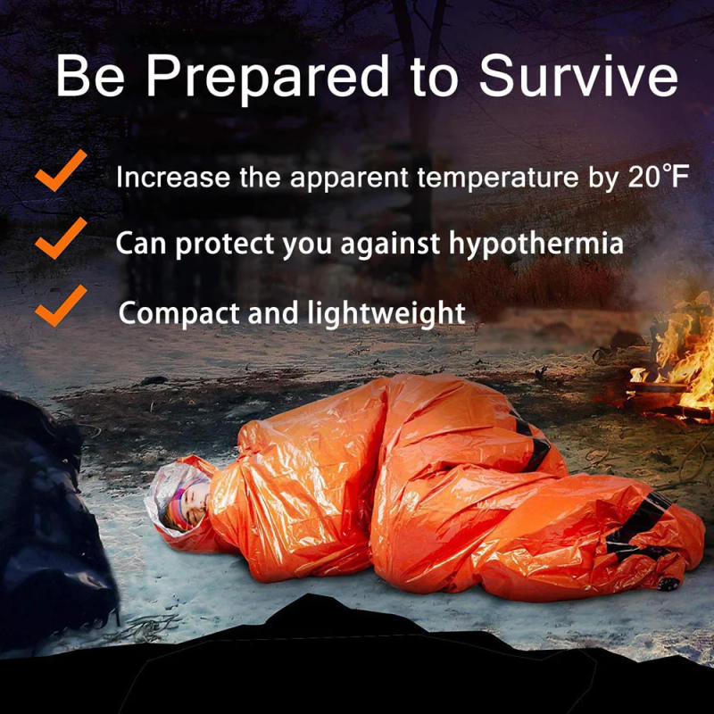 Description Picture 6 of itemOutdoor Emergency Survival Sleeping Bag Thermal Blanket Mylar Waterproof Reusable Sack Portable Camping Hiking Emergency Gear