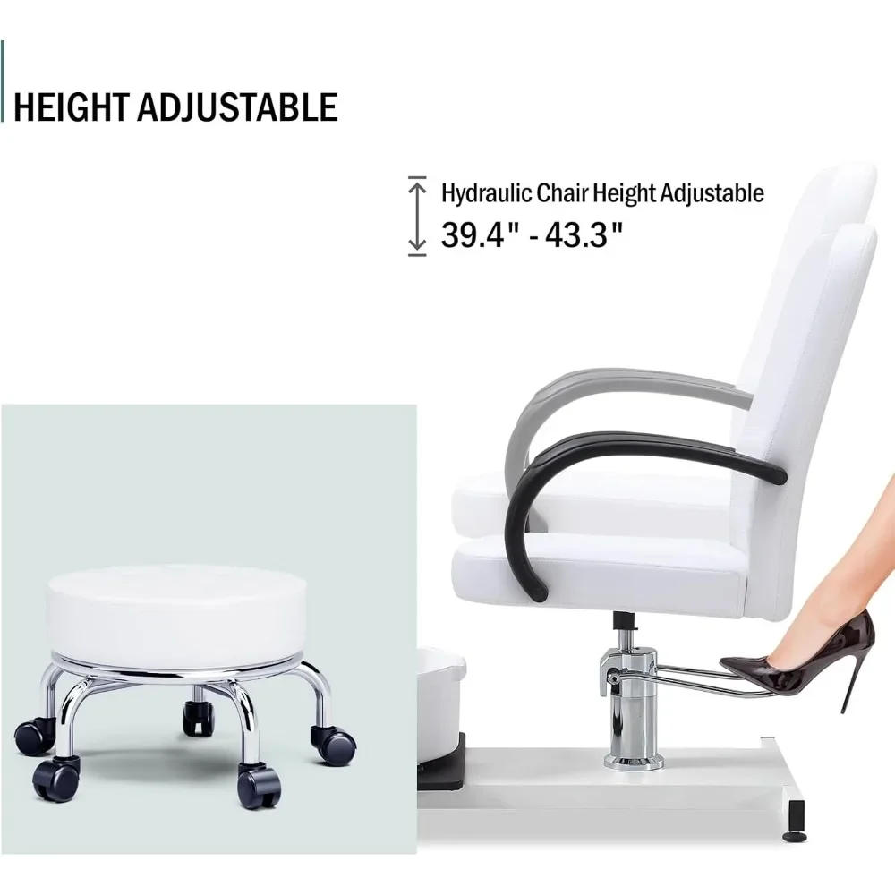 Description Picture 4 of item360 Swivel Pedicure Chairs, High Adjustable Pedicure Unit w/Stool, Footrest and Foot Basin, Portable Pedicure chair for Nail