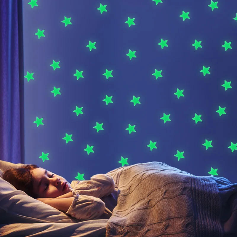 Description Picture 2 of item100pcs Glow in the Dark Star Wall Stickers Luminous Fluorescent Star Stickers Kids Baby Rooms Bedroom Ceiling Home Decor Decals