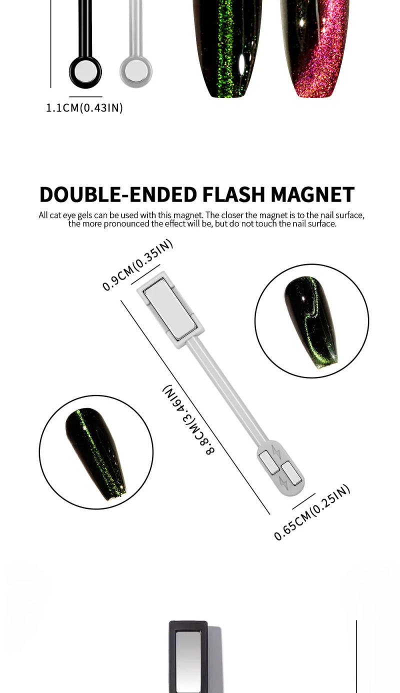 Description Picture 6 of itemNail Art Magnetic Stick Wand Pen Set for 3D Cat Eye Gel Painting Nails Art Magnet Wand UV Gel Polish Magic Manicure Tools