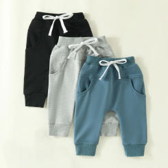 Children Baby Boys Harem Pants Infant Cotton Joggers Pants Athletic Casual Pants Toddler Trousers Pocket Bottoms 0-3 Years