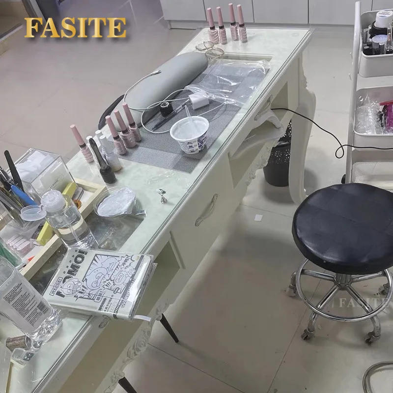 Description Picture 2 of itemNail Shop Paint Professional Manicure Table Light Luxury Double Economical Manicure Table for Nails