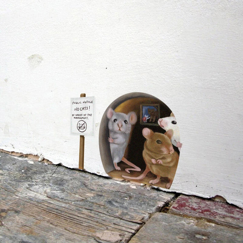 Description Picture 5 of itemRealistic Mouse Hole Wall Stickers for Corner Stairs Funny Cute Mouse Home Decorative Wall Decals Decorative Stickers