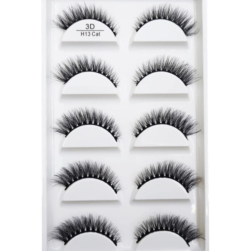 Description Picture 4 of item5 Pairs 3D Mink False Eyelashes Soft Lashes Cat Eye Eyelash Makeup Faux Cils Cilios Maquiagem H13 MINI CAT E01