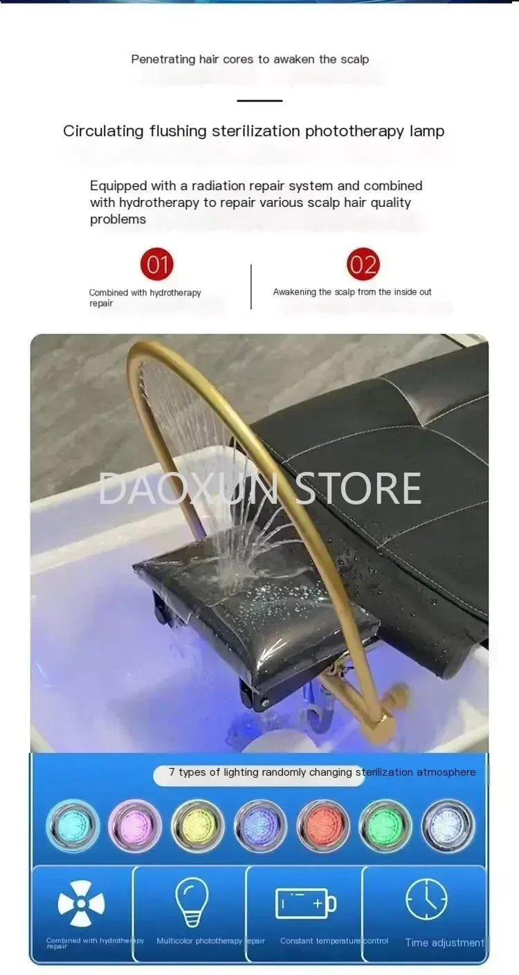 Description Picture 5 of itemHead Spa black Hair Washing Bed Therapy japanese Water Circulation Shampoo Chair Salon Basin cabeceiras Salon Furniture