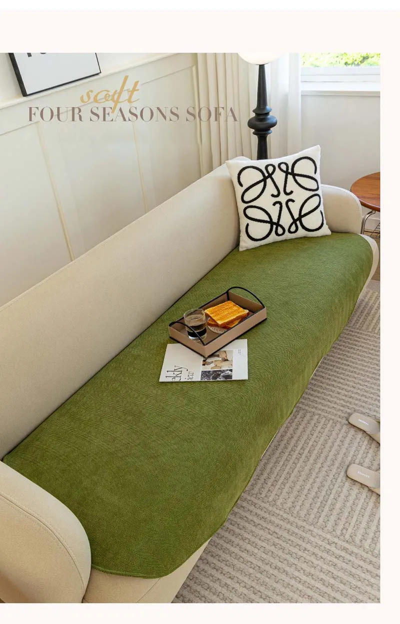 Description Picture 5 of itemIrregular Shaped Soft Sofa Towel Solid Color Luxury Sofa Covers for Living Room All Season Universal Anti-slip Couch Covers