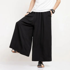 Japan Men Street Fashion Casual Straight Skirt Pant Male Fashion Hip Hop Loose Harem Trousers Kimono cotton Pant Asian Clothes