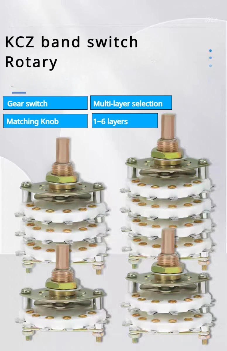 Description Picture 2 of itemKCZ Band gear rotary switch 1 pole 6/7/8/9/10 3W2D 4W2D 5W2D 3W3D position with channel rotary switch selector with cap