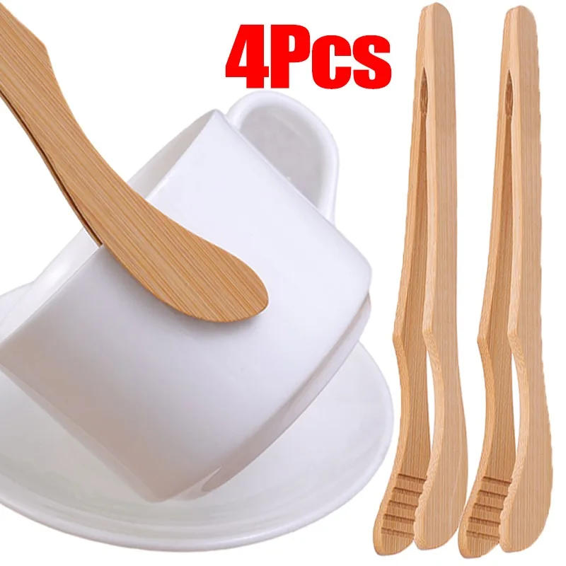 Description Picture 3 of item4/2pcs Wooden Tea Tweezer Bacon Tea Clip Tongs Bamboo Salad Food Toast Bend Clip Barbecue Clips Kitchen Accessories Teaware