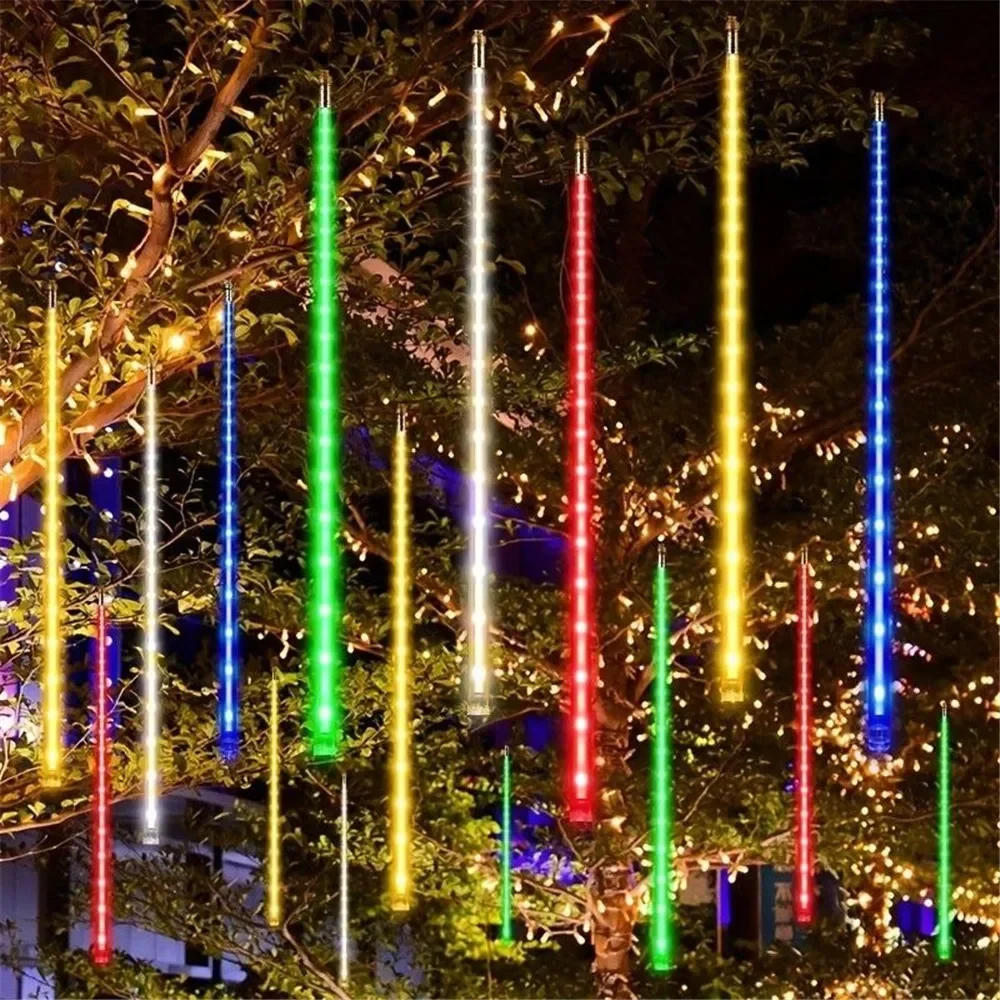Description Picture 3 of item8/16/24/32Tube Meteor Shower String Lights Decor Holiday Outdoor Wedding Party Christmas Tree Street LED Meteor Rain Lights