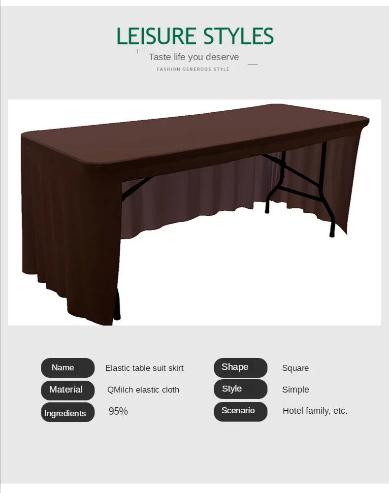 Description Picture 5 of itemSpandex Stretch Tablecloth 6FT 8FT Elastic Table Cloth Cover for Hotel Banquet Wedding Party Table Decor White Table Skirt