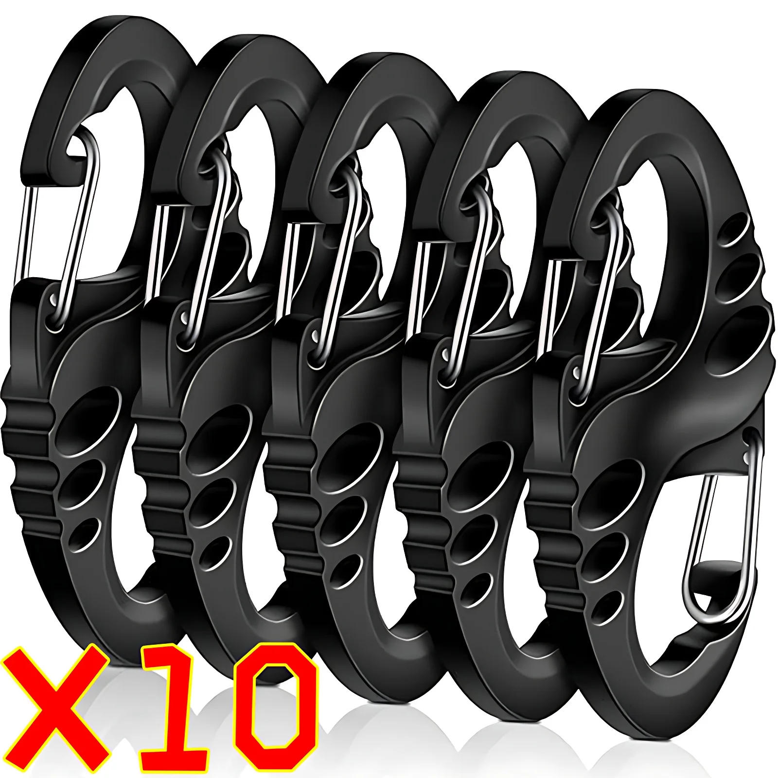 Description Picture 2 of item5/10pcs Portable Mini S-Type Carabiner Climbing Safety Hook Dual Buckle Plastic Steel Sport Outdoor Multifunction Accessories