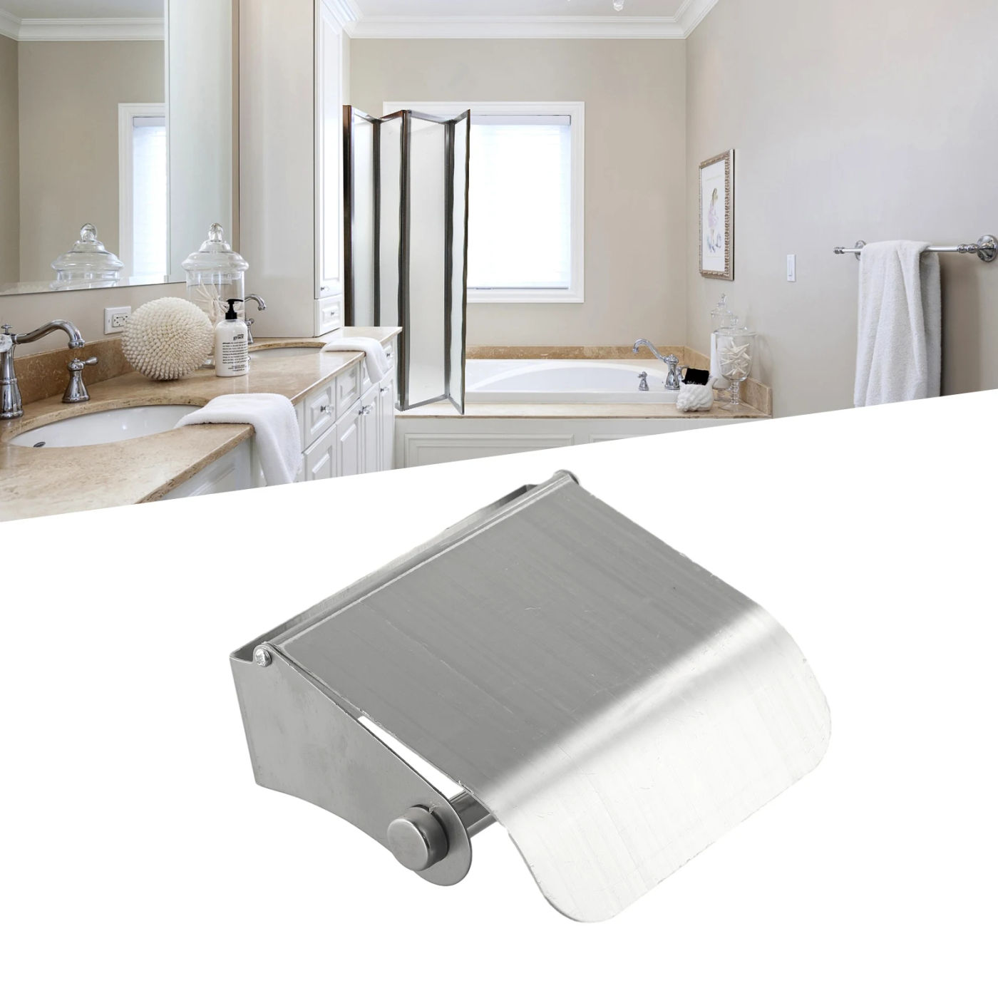 Description Picture 2 of itemPaper Stand Paper Towel Holder Bathroom Chrome Finish Kitchen Punching Stainless Steel Toilet Tissue Brand New